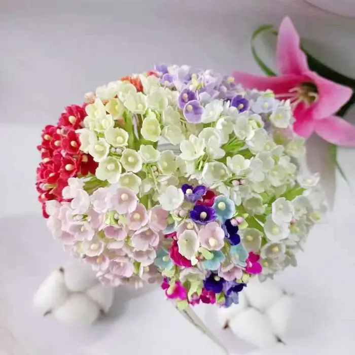 8 pièces / 40 têtes de mini fleurs en papier de 1 cm