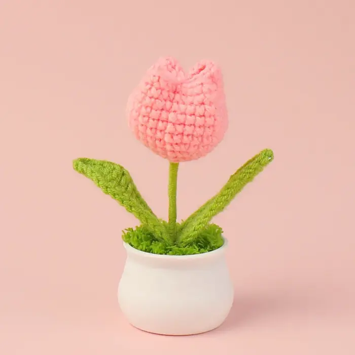 Tulipes Crochet fleur en pot Cerative fleurs tricotées à la main fleurs artificielles décoration voi