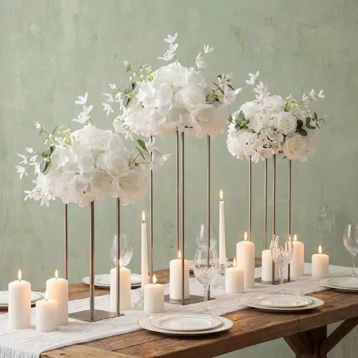 Boule de fleurs artificielles Uflower, roses blanches de luxe, pour décoration de table de mariage, centre de table, scène de fête, accessoires pour la Saint-Valentin