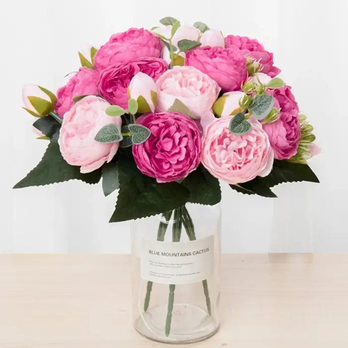 Fleurs artificielles Soie Pivoine Bouquet Festival Décorations Vase Maison Salle Jardin Salon Mariage Mariée FakePlants Stade Prop