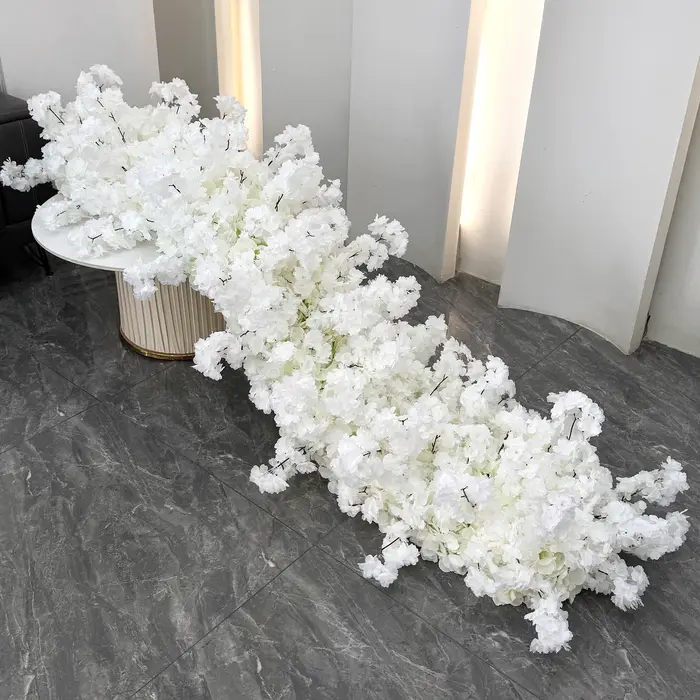 Uflower – arc de mariage en fleurs de cerisier, Rose blanche, Arrangement de rangées florales, centr