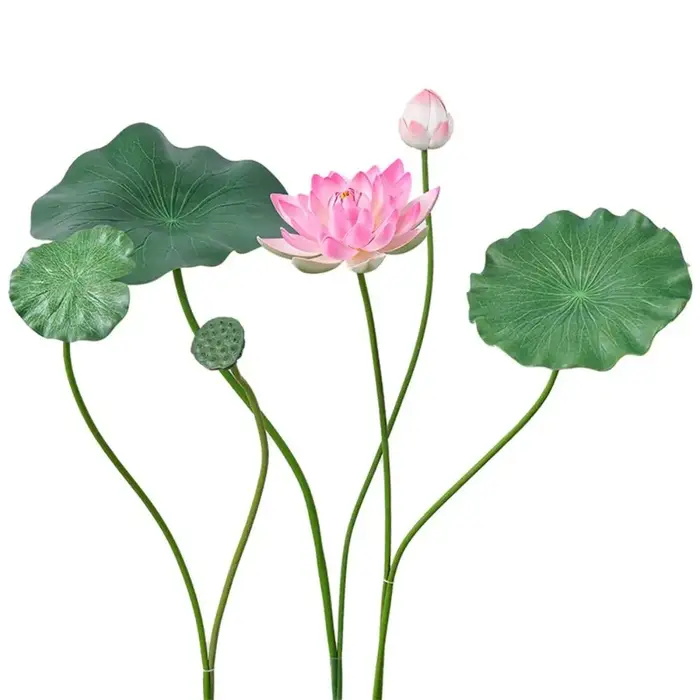 Fleur artificielle artistique pour décoration DIY, fleur de lotus simulée en EVA, plante verte à longue tige, fausse fleur décorative