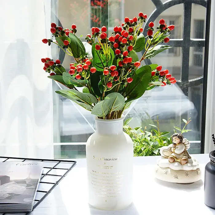 6pcHypericum fleur artificielle fausses plantes HomeDecor accessoires de photographie de mariage