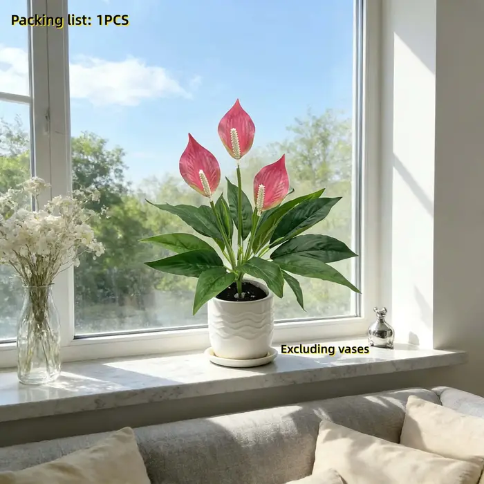 1/3 pièces plante de lys de paix artificielle Spathiphyllum réaliste pour jardin Patio balcon été va