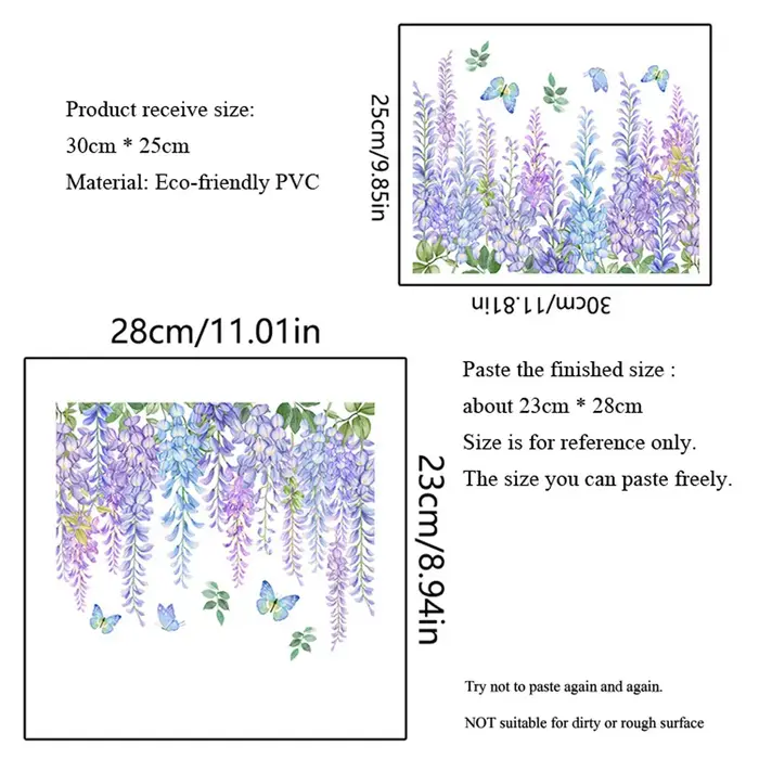 Autocollant mural en forme de feuilles de vigne violette
