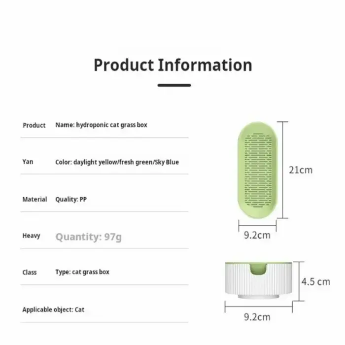Boîte d'herbe hydroponique pour chat