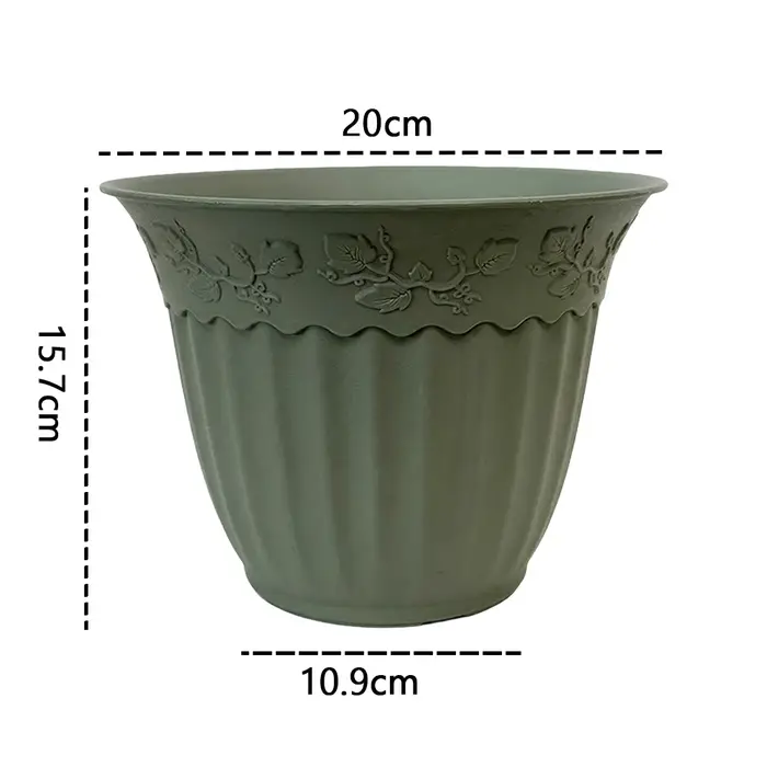 Pot de fleurs en plastique de 8 pouces avec trous de drainage