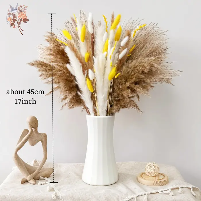Bouquet de Pampas jaunes à fleurs sèches naturelles