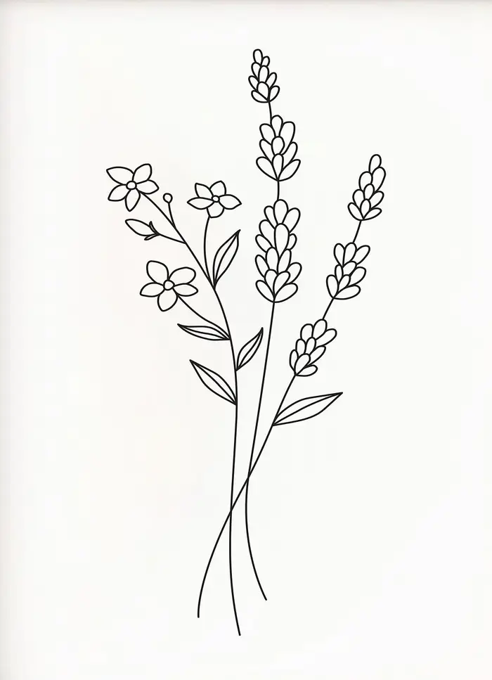 Affiche botanique de bouquet de fleurs d'art de ligne minimaliste, noir et blanc, peinture de toile 