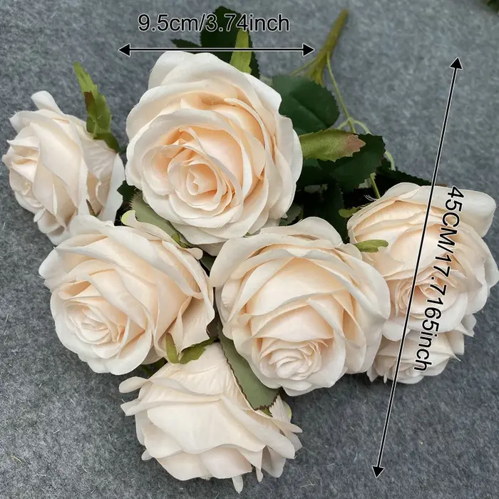 9 têtes camélia Rose fleur artificielle tenant des Bouquets scène de fête de mariage salle d'exposition décor à la maison faux cadeaux floraux 1 lot