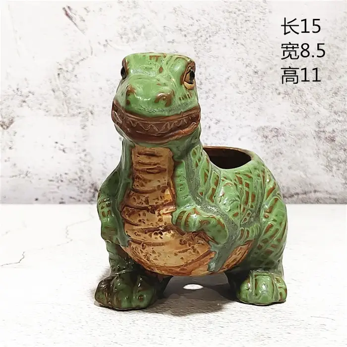 Pot de fleur de dinosaure de dessin animé mignon créatif, récipient succulent en céramique, pots de 