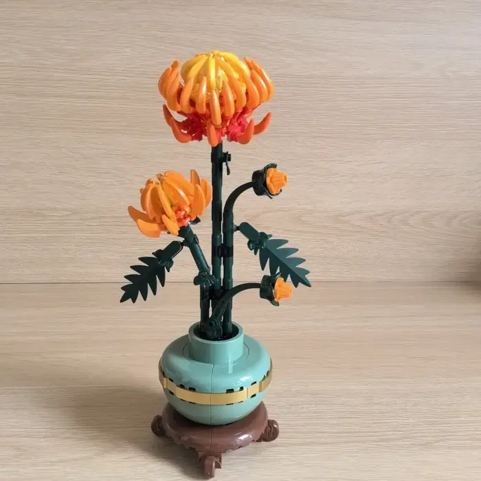 Modèle de plante en pot de chrysanthème, ornement décoratif pour la maison et le bureau, cadeau de fête et d'anniversaire pour les collectionneurs
