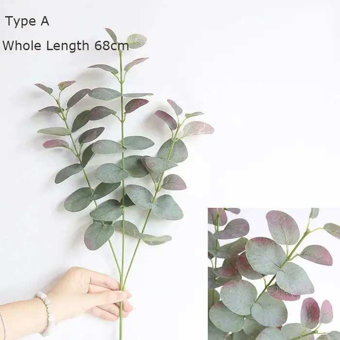 Plantes artificielles longues feuilles d'eucalyptus vertes, Vase décoratif pour la maison, mariage, 