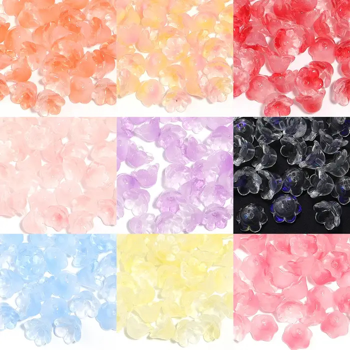 Perles colorées du muguet, 50 pièces/lot, perles en verre, fleur, perles d'espacement, amples pour la fabrication de bijoux, accessoires de bricolage