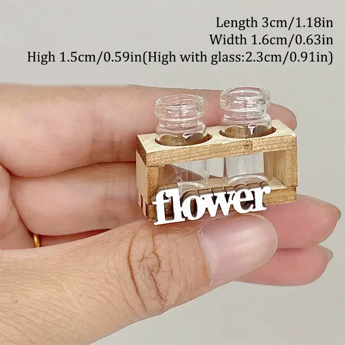 Vase à fleurs hydroponique l'inventaire en bois, support de fleurs, mini vase en verre, maison de co