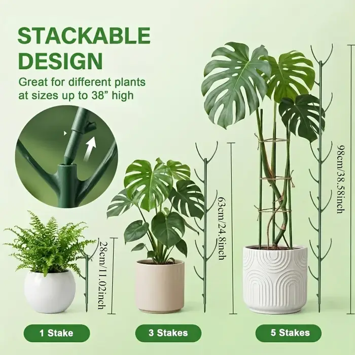 Supports pour plantes Monstera, 5 cadres de support et 1 rouleau de Velcro, piquets de jardin conçus spécifiquement pour les tiges des plantes grimpantes.