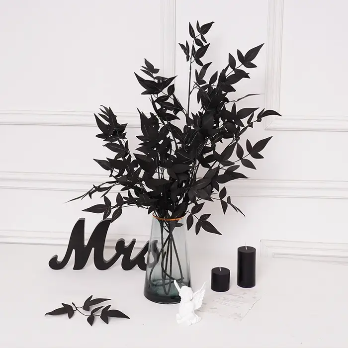 Feuilles de plantes artificielles en soie série noire