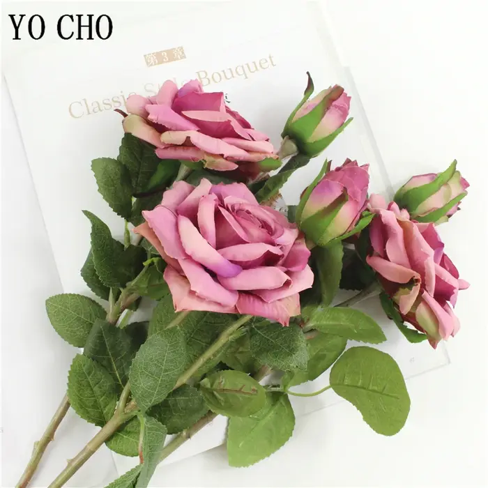 Décoration de mariage fleurs artificielles de haute qualité roses vives au toucher réel fleur artifi