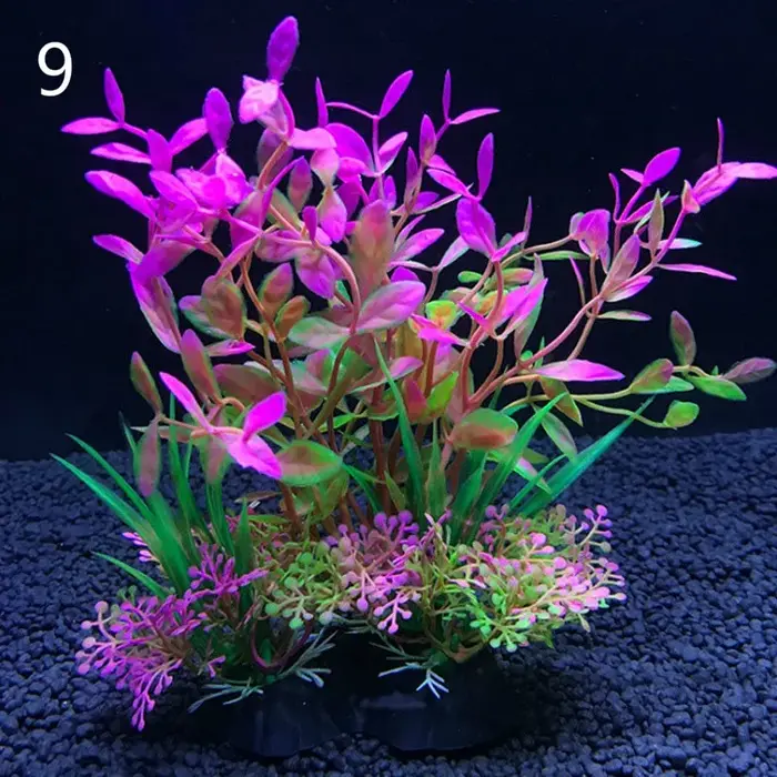 12 Sortes Plantes Décoratives Artificielles pour Aquarium Ornement pour Mauvaises Herbes d'Eau Plante Aquatique Réservoir de Poisson Accessoires de Décoration 14cm