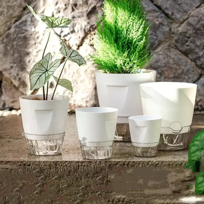 Pots de plantes auto-arrosants d'intérieur, jardinières modernes en plastique pour orchidées, succulentes, herbes, fleurs, décoration maison et bureau