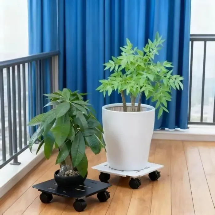 Support de plantes mobile en métal pour plantes d'intérieur et d'extérieur, plateau pour pot de plantes, 360° °   Chariot mobile à roulettes pour plantes lourdes
