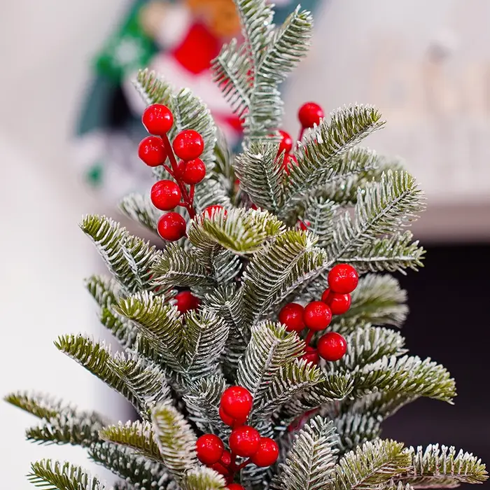 Angela fleur rouge baies pin aiguille Mini arbre de noël nouvel an maison Table chandelier décorations fenêtre affichage accessoire SD-0362