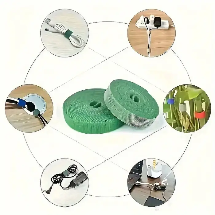 2 attaches pour plantes réutilisables et réglables de 100 cm - Sangle de support verte flexible à fermeture