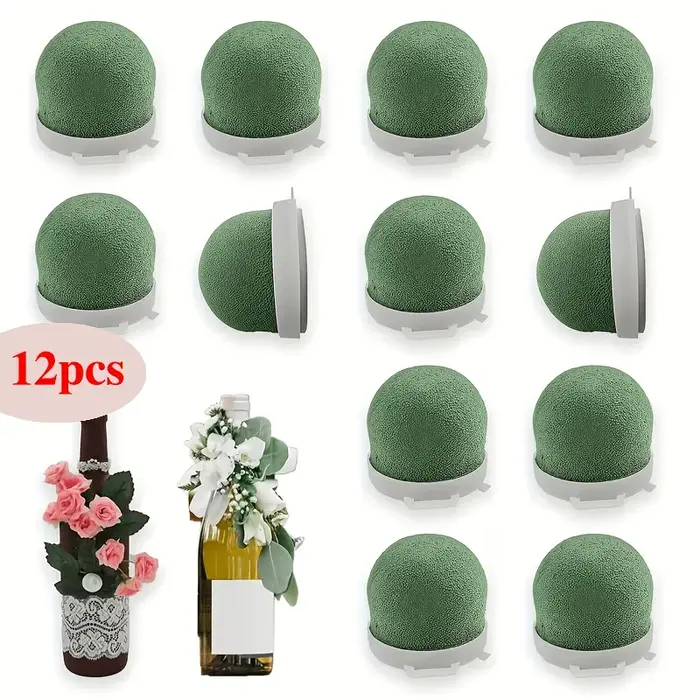 12 boules de mousse florale verte avec base, fournitures pour arrangements floraux DIY, pour mariage