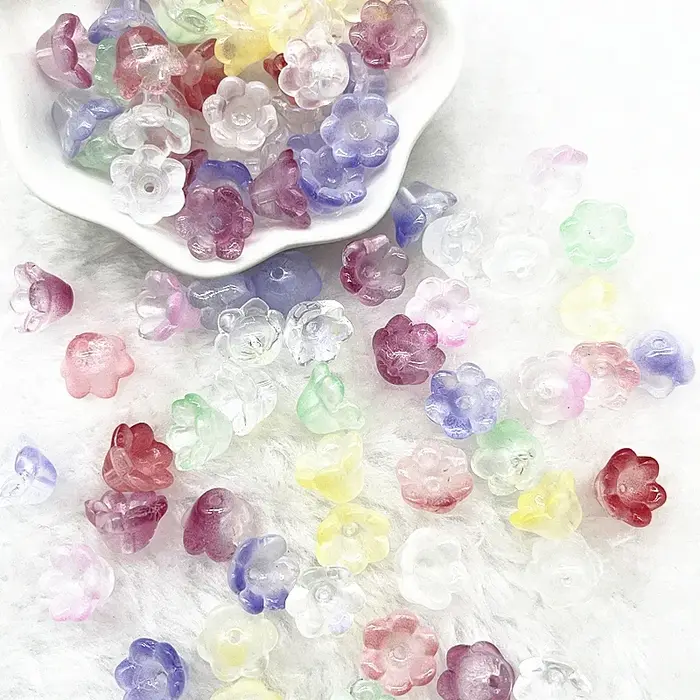 Perles de verre colorées en forme de fleur de trompette, 20 pièces, 7x12mm, pour la fabrication de bijoux, épingle à cheveux, bricolage fait à la main