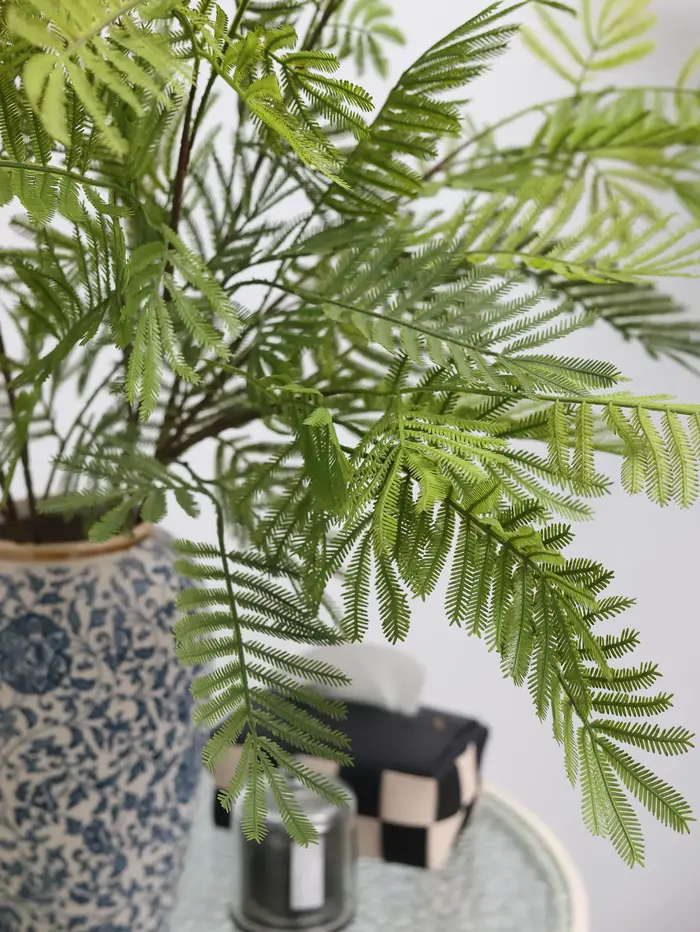 1 pièce, fleur artificielle plante verte Mimosa herbe feuilles de Silicone, décoration de mariage Studio aménagement paysager hôtel fleur Art décor doux