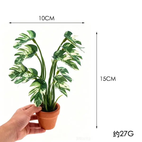 Mini plante artificielle Monstera 1:6 en pot, plante verte miniature de poche pour maison de poupée, décoration de table, modèle de micro-scène, ornement