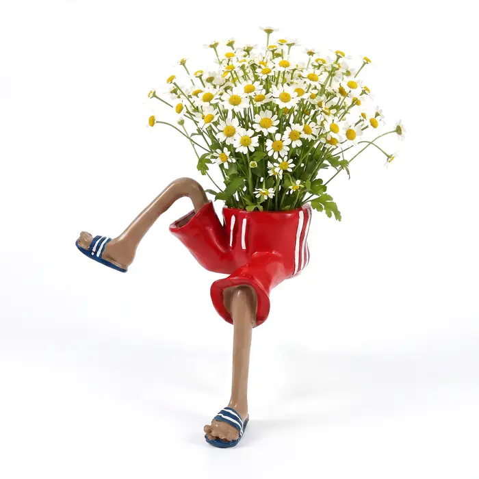 Jardinière créative unique en forme de jambe humaine avec trou de drainage, pots de fleurs pour succulentes, cactus et petites plantes vertes