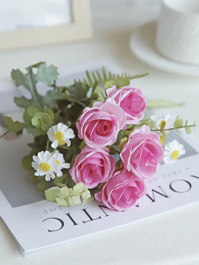 Roses artificielles en soie pour mariage, décoration de la maison, bouquets de fête, bouquets de mar