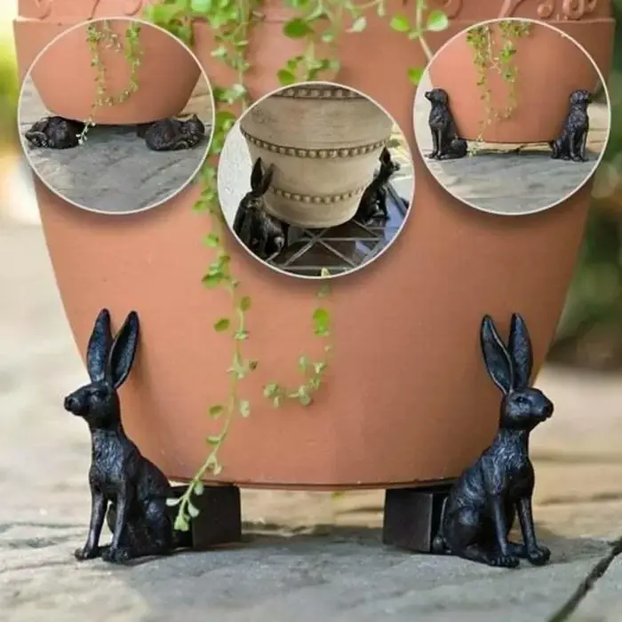 Pot de plante animale pied Pot de fleur Support résine artisanat décoration ensemble de 3 Statue extérieure Pot de