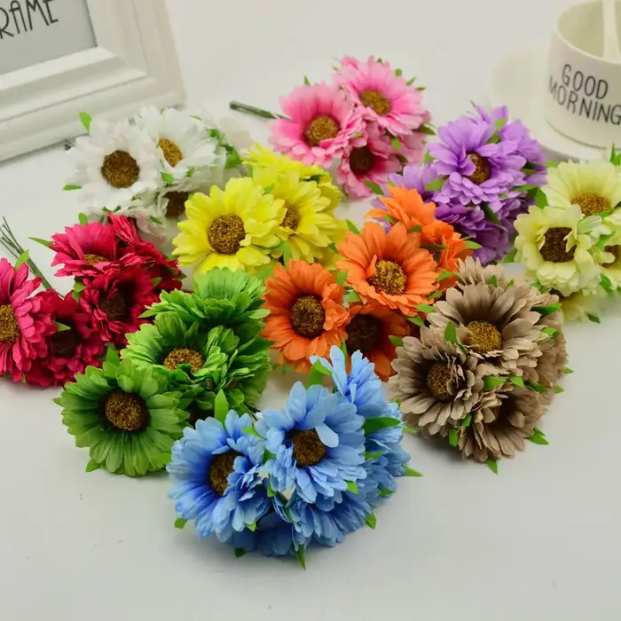 Fleurs artificielles faites à la main Gerbera mode maison chambre jardin mariée bricolage cadeau couronne matériel mariage Banquet décoration noël