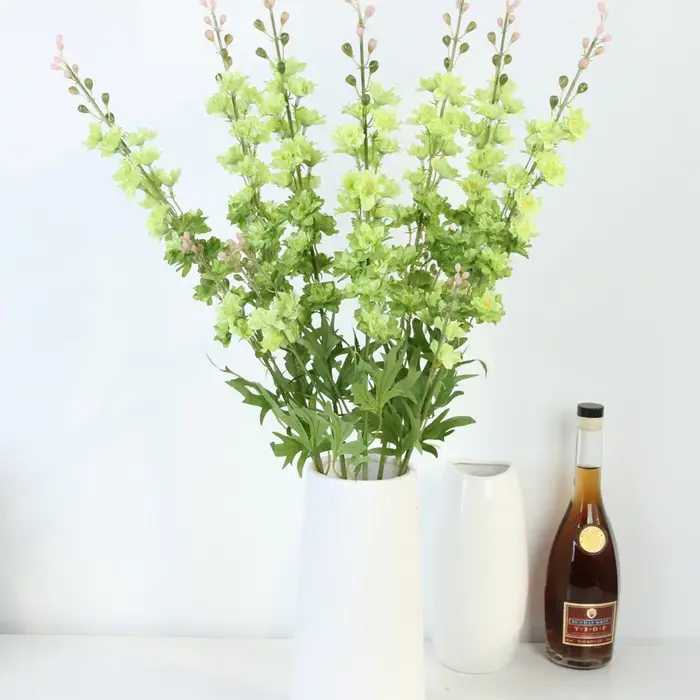 YeeNanee Fleurs artificielles Delphinium de 32 pouces de long, fleurs de Larkspur blanches en soie, 