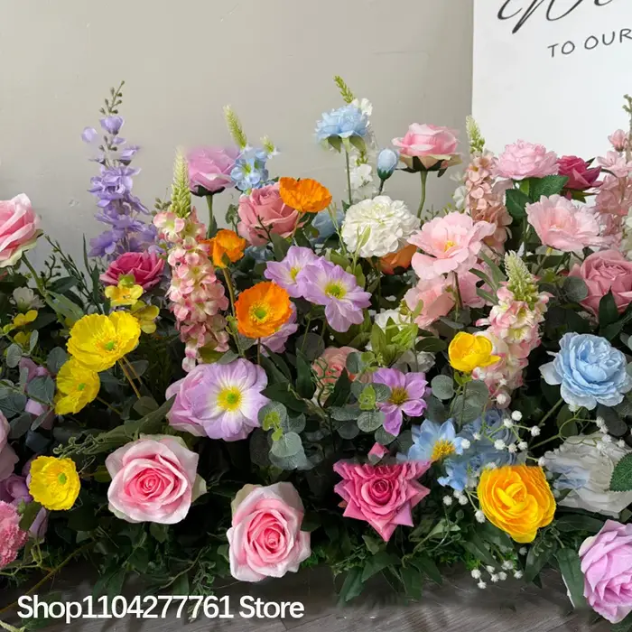 Rose pivoine plantes vertes mariage toile de fond décor plancher haute Arrangement Floral canapé coureur événement
