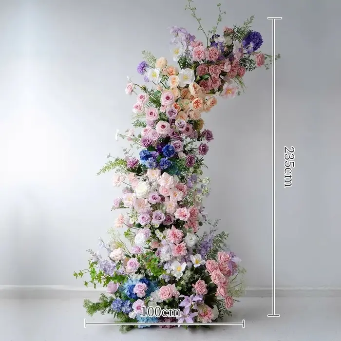 Violet Rose Rose pivoine verdure fleur rangée mariage toile de fond corne arc Arrangement Floral Ban