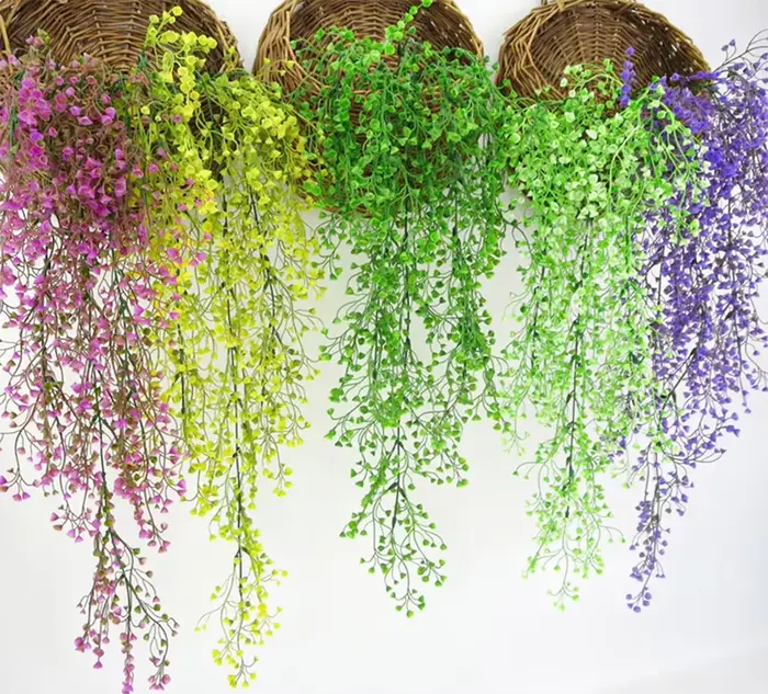1 pièce de plante grimpante artificielle murale en saule clochette doré