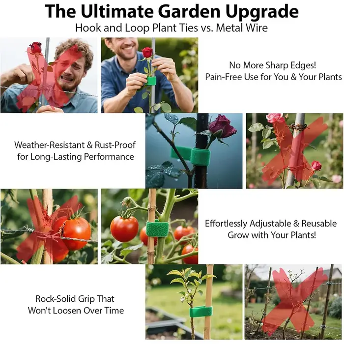 Attaches Réutilisables pour Plantes Grimpantes de 10 m – Sangles en Nylon pour Soutien de Tomates