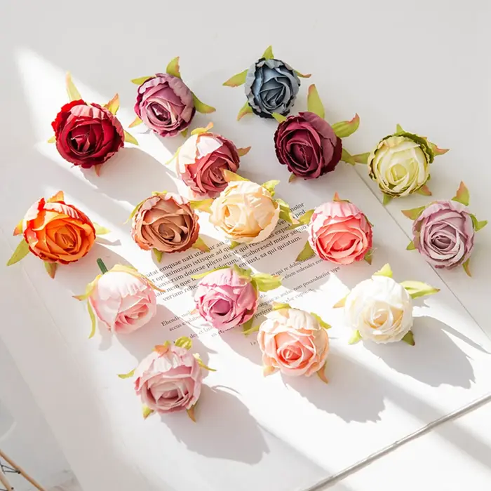 Pas cher fleur artificielle soie bourgeons de thé Rose pour couronnes de mariage bouquet noël maison décorative bricolage Scrapbooking cadeaux offre spéciale