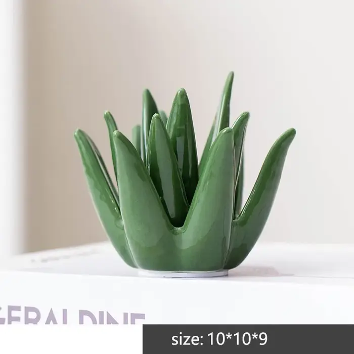 Anneau Cactus en céramique nordique Aloe Vera, bijoux, boucles d'oreilles, décoration de bureau, étu
