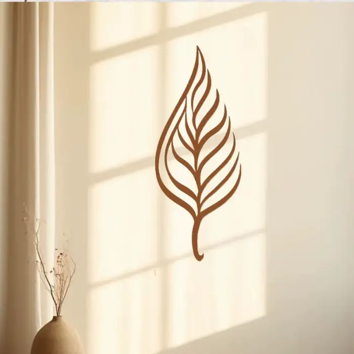 Piquet de jardin en feuilles de fougère rouillée, bouquet en métal, pieu de plante en métal, art de 
