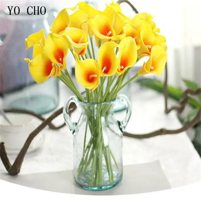 Fleur artificielle YO CHO pour la décoration de la maison, lys calla en latex, mariage, bouquet de mariée, Saint-Valentin, fournitures de fête, cadeau