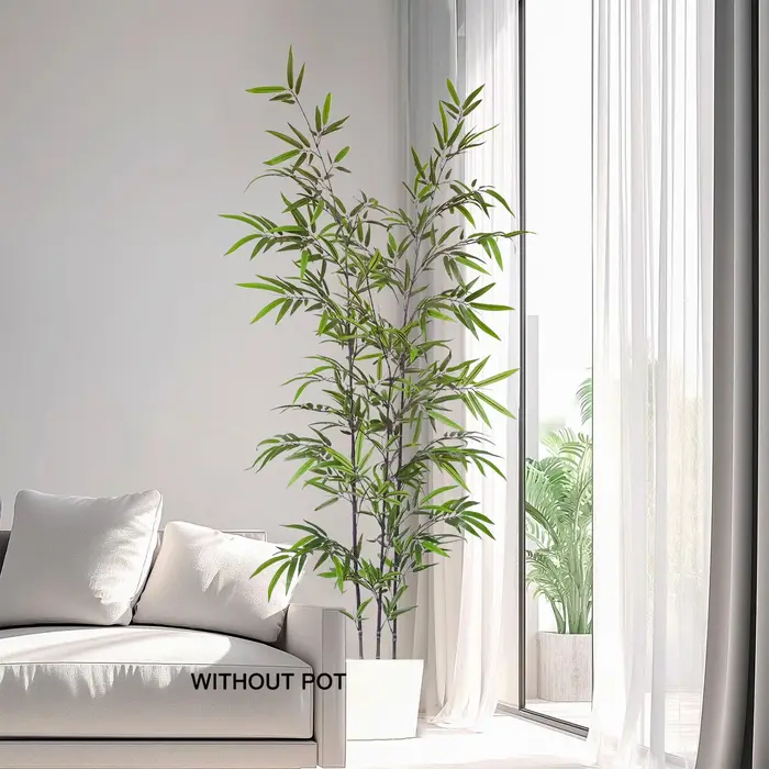 Plante artificielle en bambou de 130-210 cm, arbre artificiel réaliste, résistant aux UV, feuilles de palmier artificielles hautes pour la décoration intérieure de la maison et du bureau
