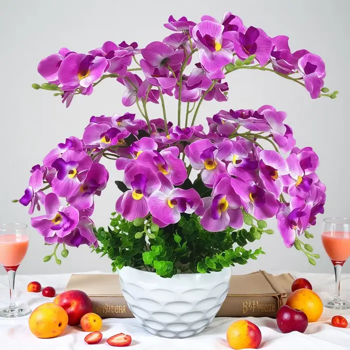 Fleurs artificielles en soie Phalaenopsis, 7 fourchettes, bonsaï, plantes en pot pour salon, décoration de maison, ornement Floral d'intérieur