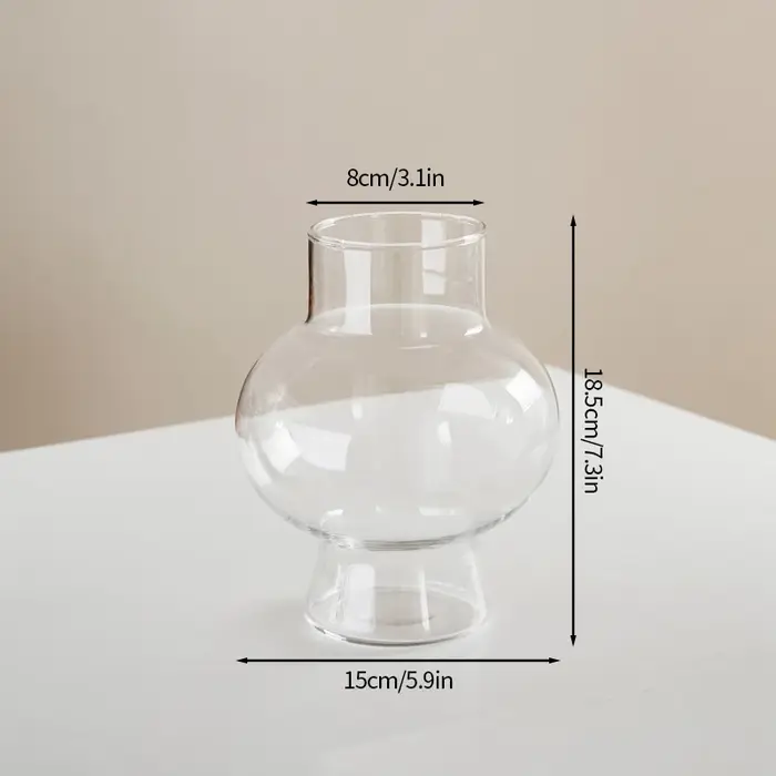 INS Style Vase En Verre Transparent,Vase Hydroponique Créatif Fleurs Roses,Accueil Table Décoration