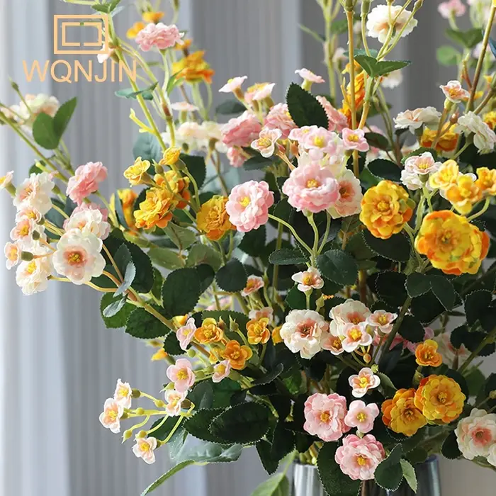 WQNJIN-Mini Poubelle Européenne Rétro de Haute Qualité, Branche Longue, Fleurs Artificielles, Centre de Table pour la Maison, Décor de Chambre, 75cm