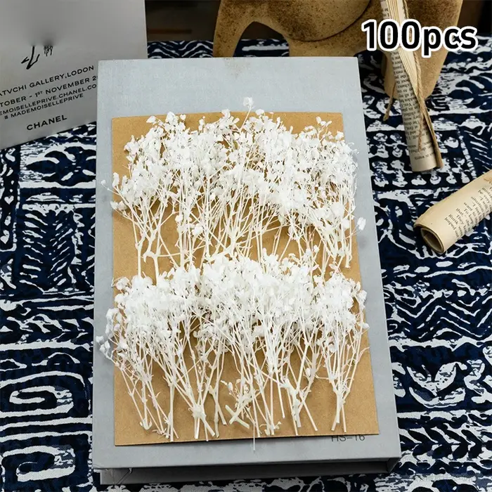 100 mini-fleurs séchées de gypsophile naturelles pour bricolage, aromathérapie, Saint-Valentin, mari