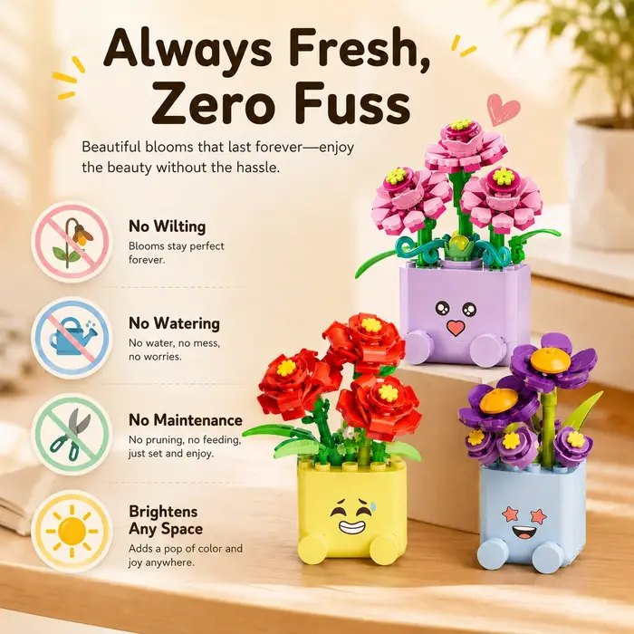 Mini pots de fleurs en blocs de construction